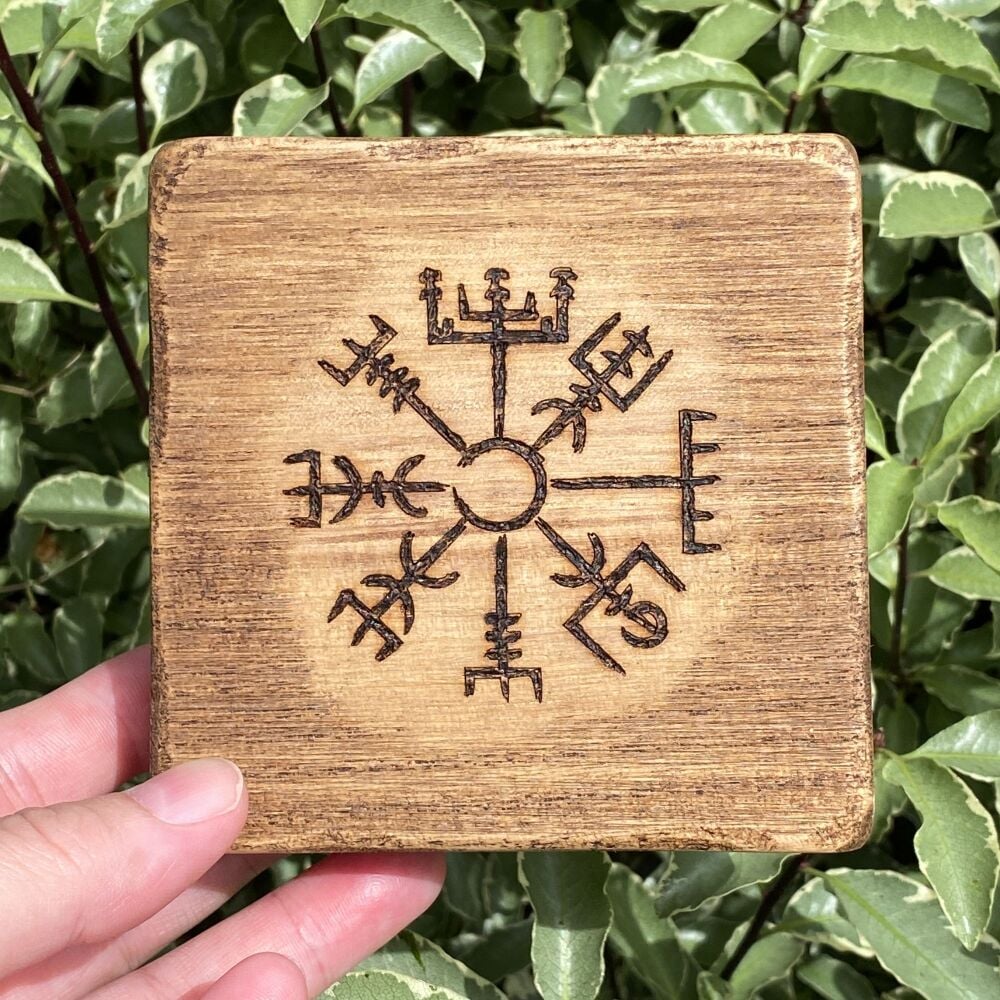 A Lovely Wooden Box with the Viking Compass design