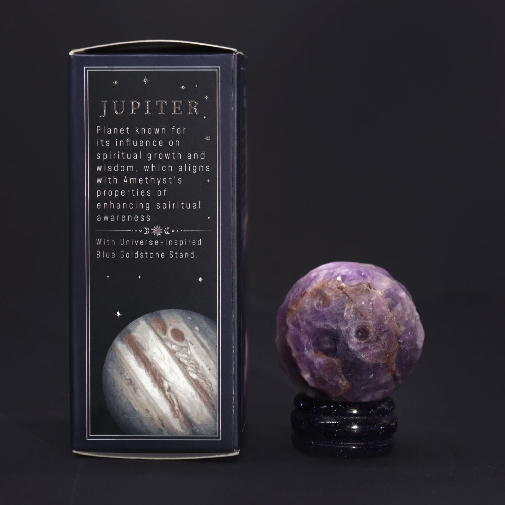 Crystal Planet ~ Amethyst (Jupiter) on Solar Goldstone Stand