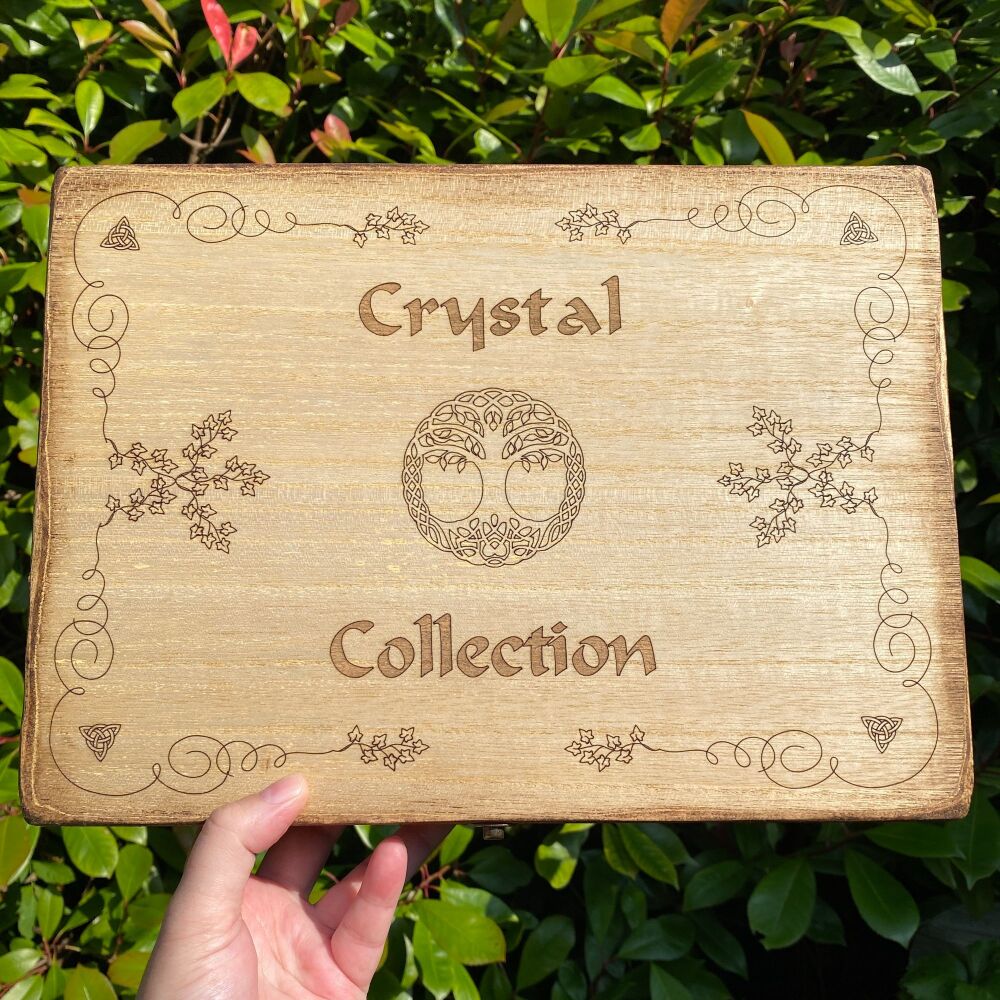 A Wooden Crystal Box, with 24 compartments for your own crystals (Antique Look)