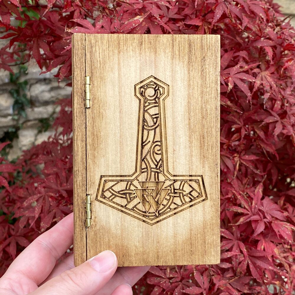 A Lovely Wooden Book Box with Thor's Hammer