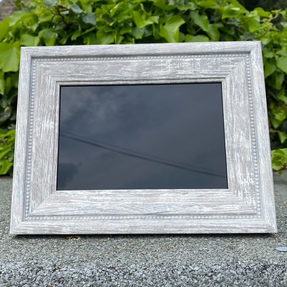 Scrying Mirror with a grey wood frame