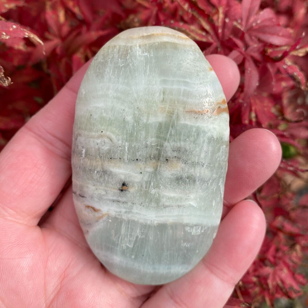 Green Calcite Palm Stone ~ #A