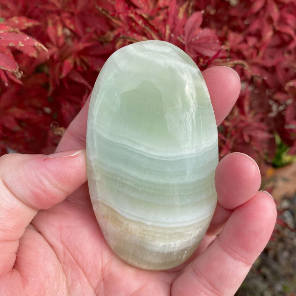 Green Calcite Palm Stone ~ #B