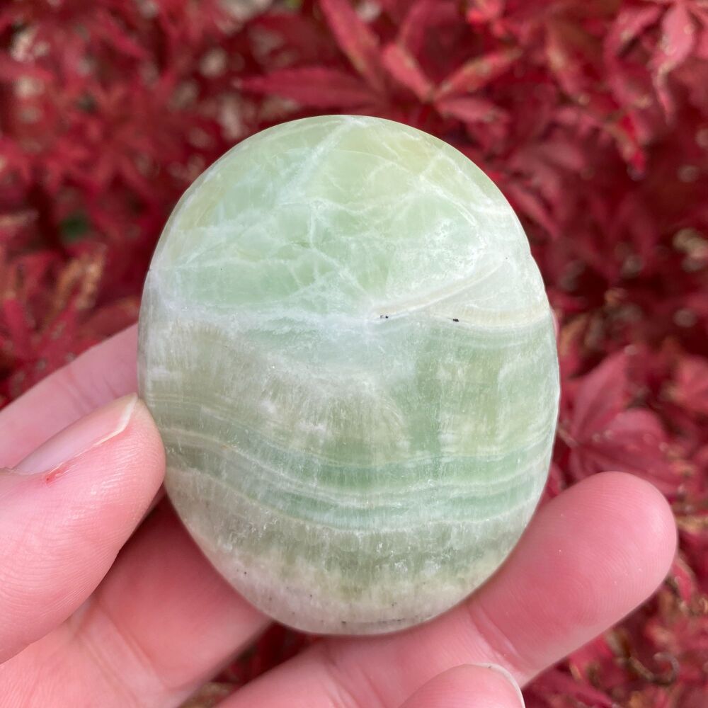 Green Calcite Palm Stone ~ #C