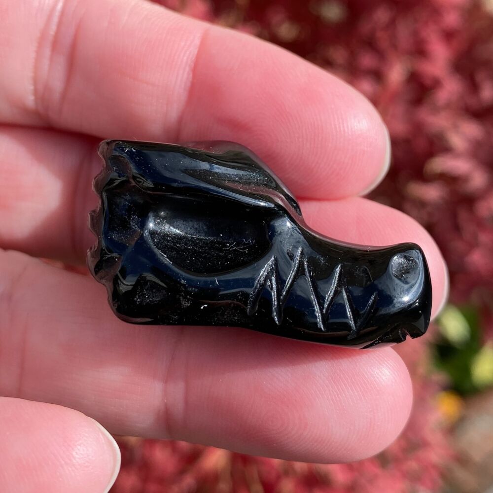 Black Obsidian Dragon Head ~ #2