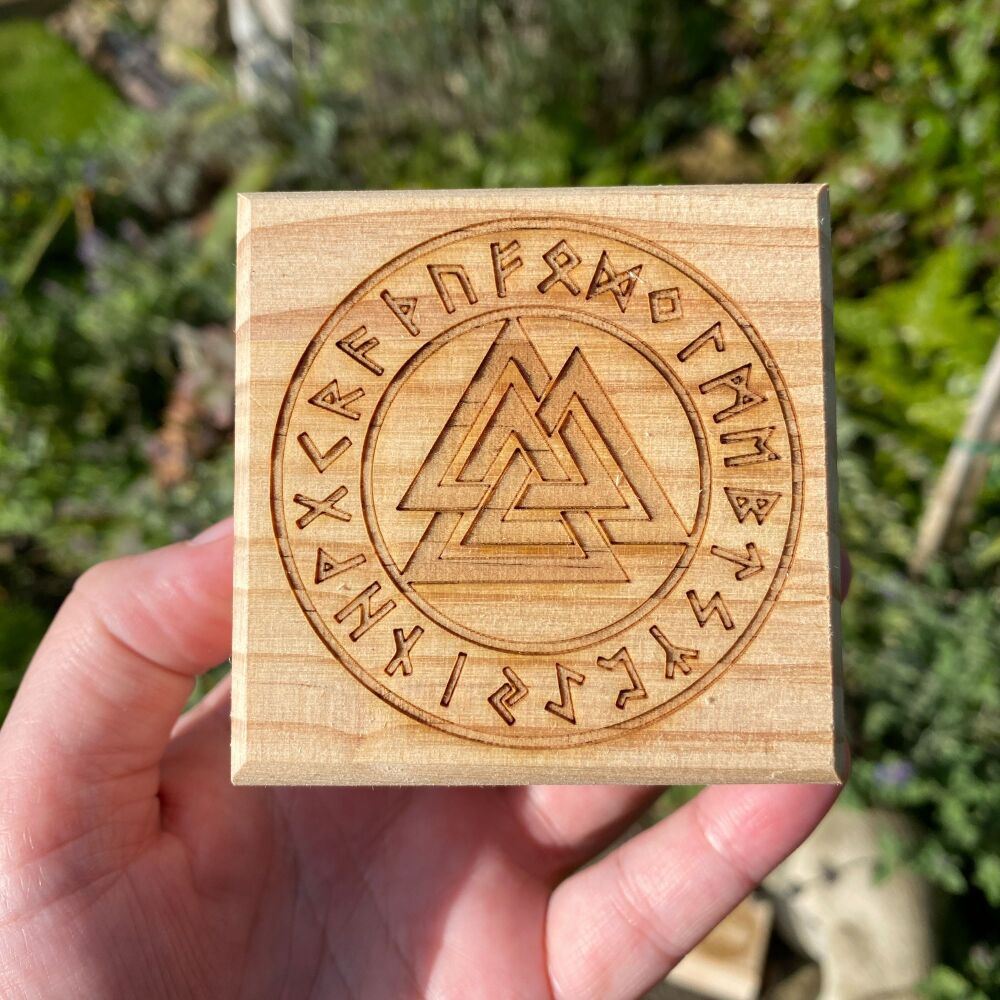 Cute Wooden Box with Viking Runes design