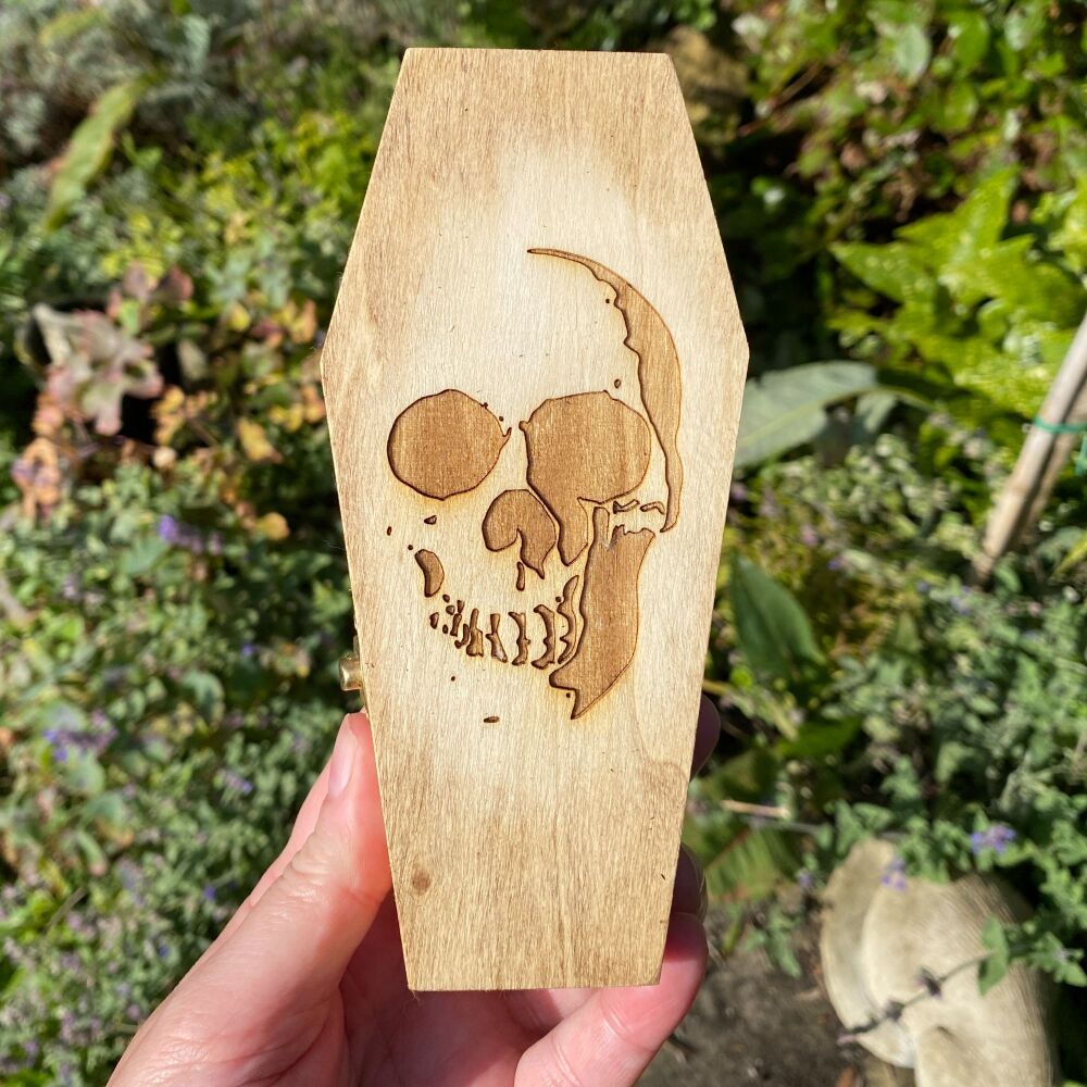 Coffin Trinket Box with Shaded Skull design