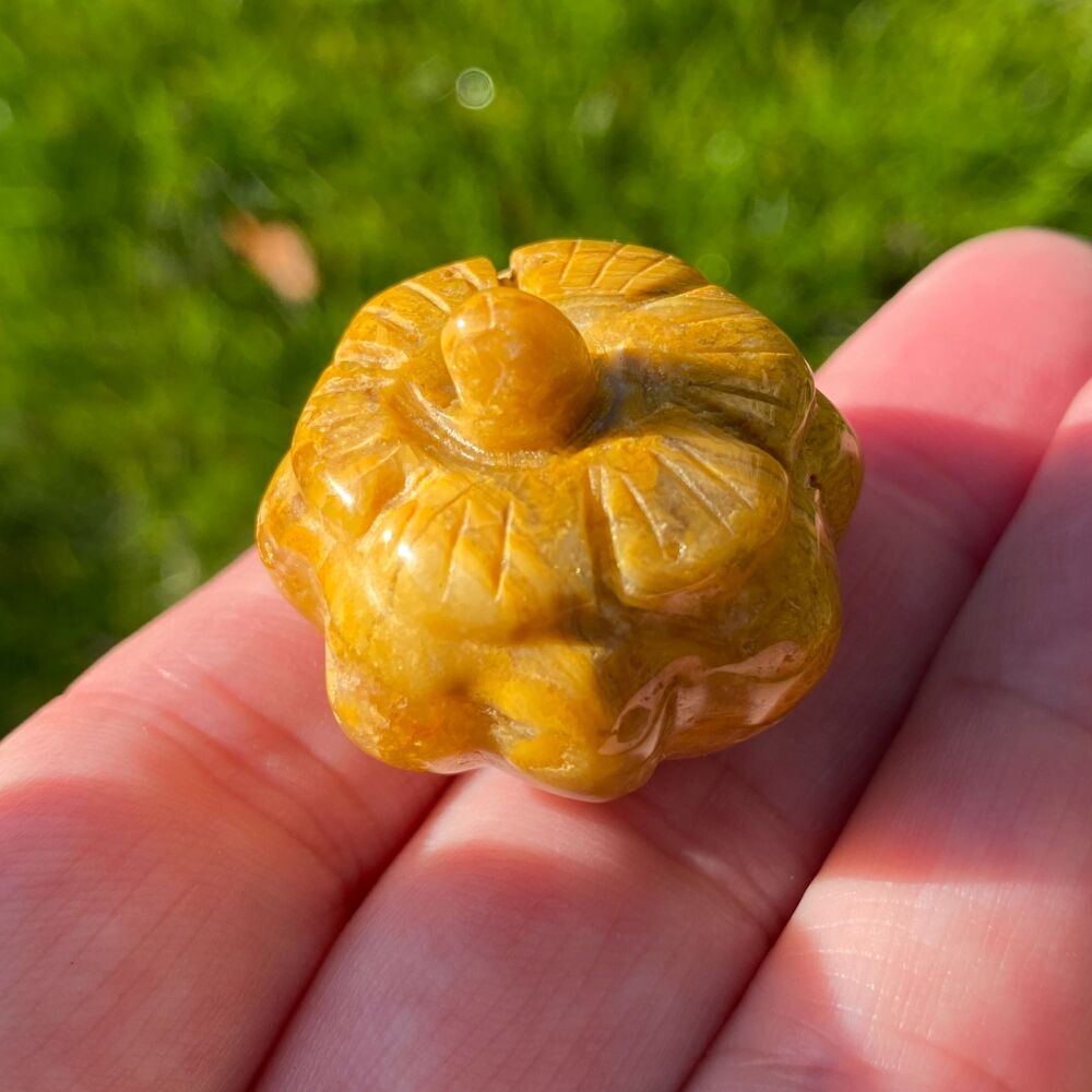 Carved Crystal Pumpkin ~ Picture Jasper #1