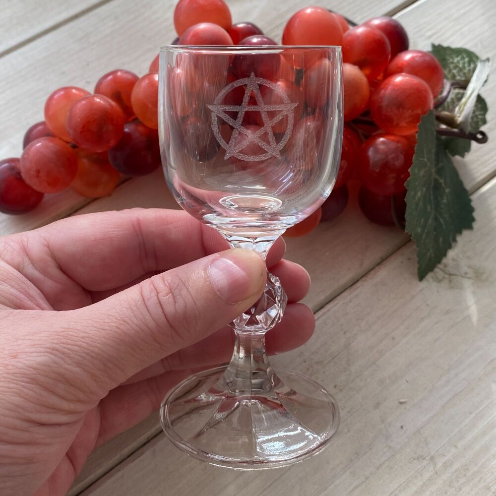 Glass Altar Chalice with Pentagram