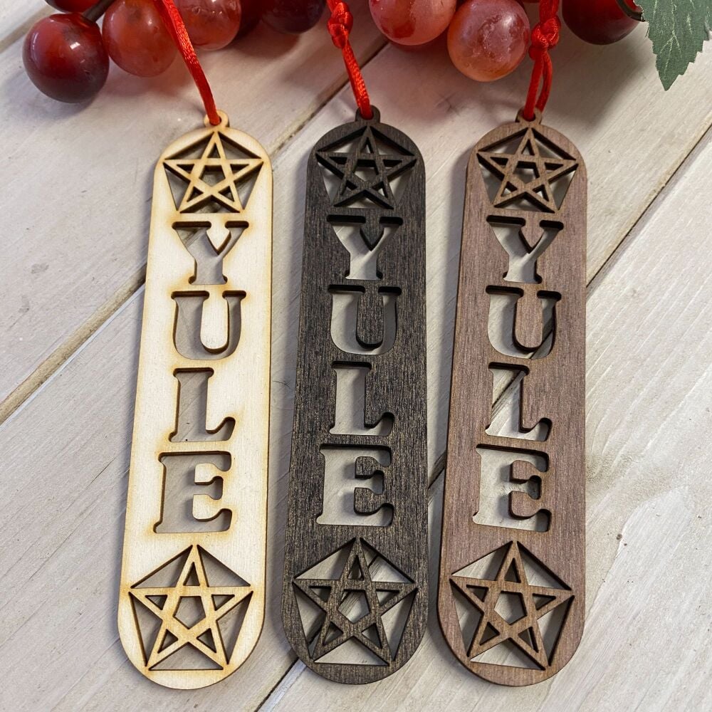 3 Wooden Yule Christmas Decorations