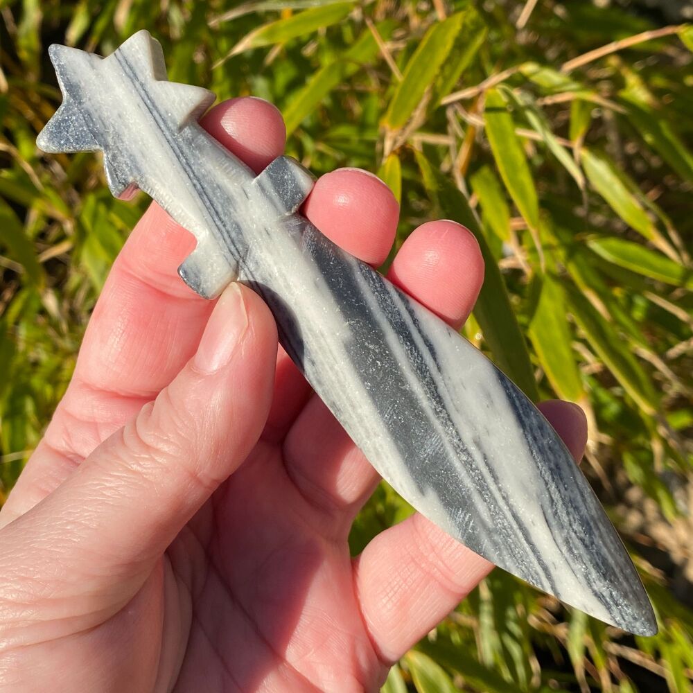 Black and White Calcite Athame ~#1