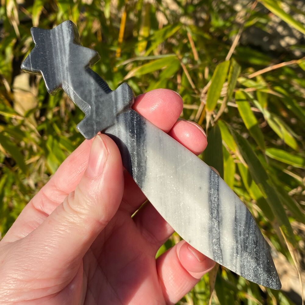 Black and White Calcite Athame ~#2