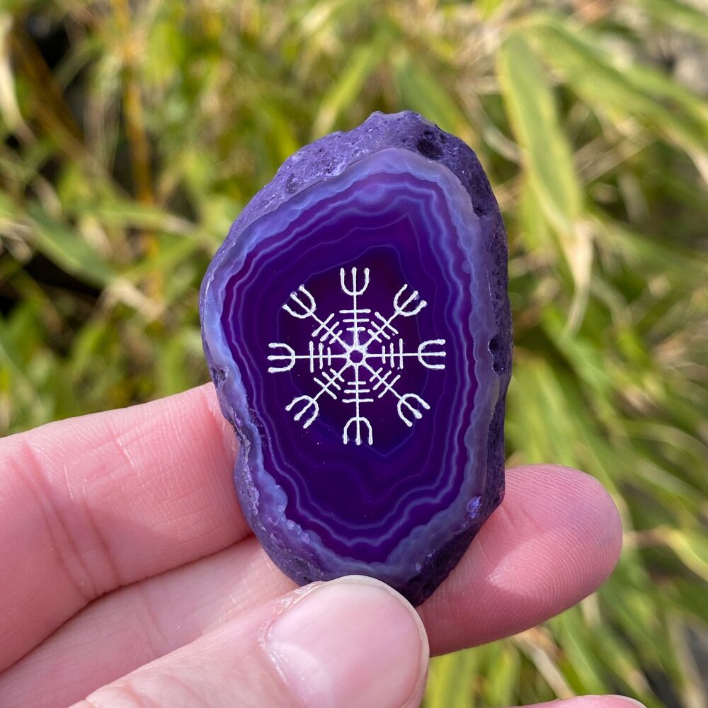 Agate Helm of Awe Viking Protection Amulet ~ Purple #P1
