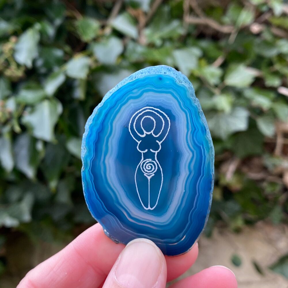 Agate Goddess Protection Amulet ~ # Blue B1
