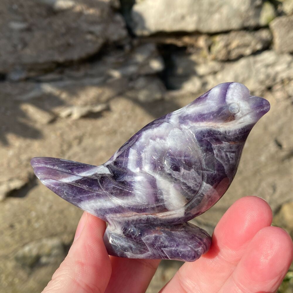 Amethyst (Chevron) carved Song Bird