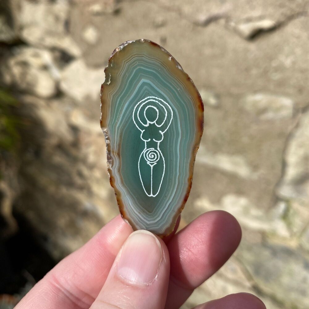 Agate Goddess Protection Amulet ~ # Green G3