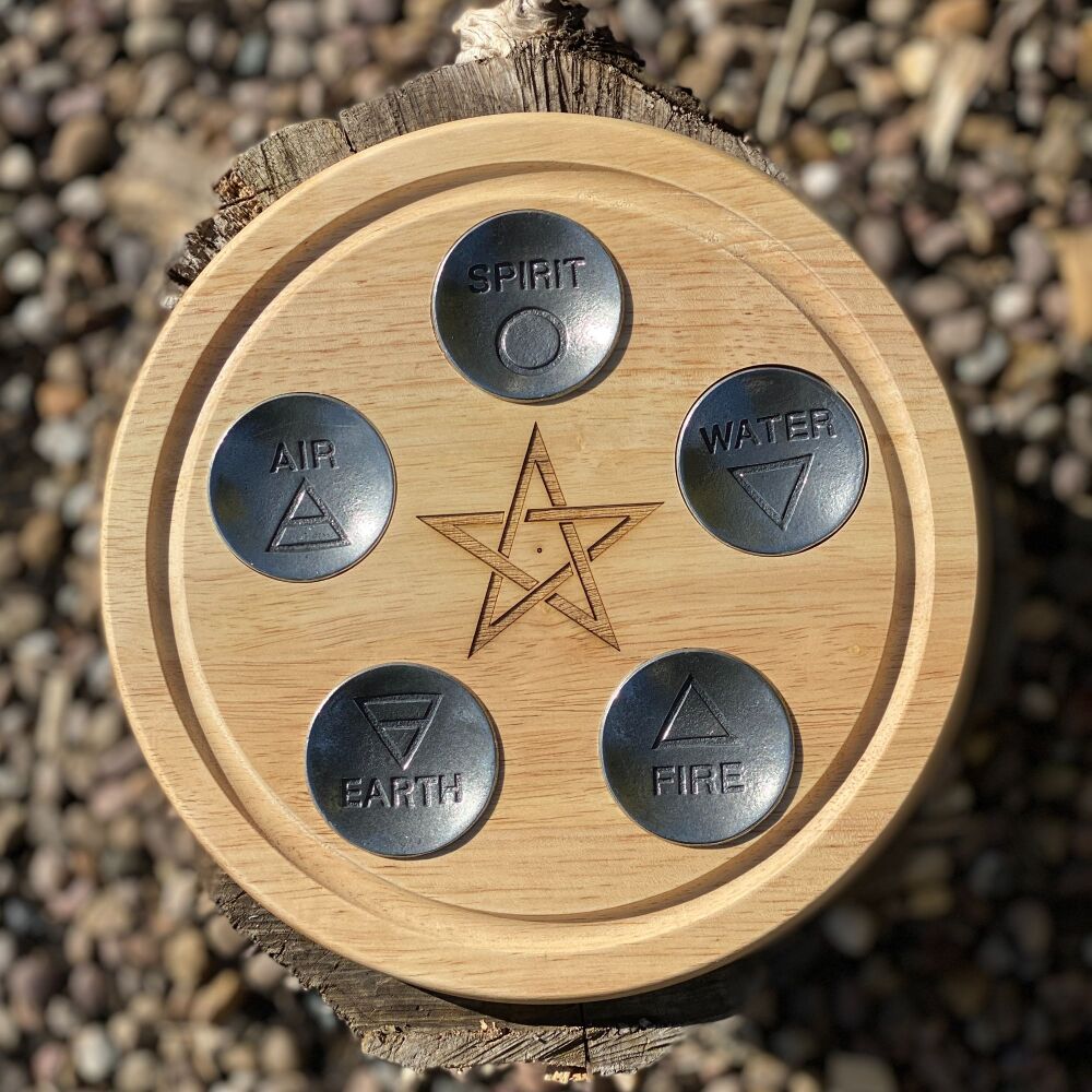 A Handcrafted Spell Plate with Elements Offering Bowls