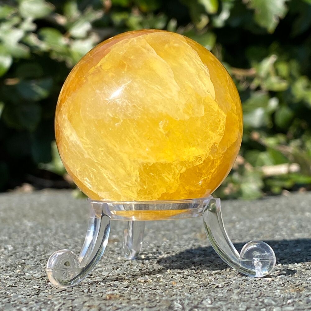 Golden Fluorite Sphere with stand