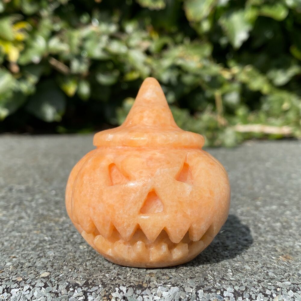 Carved Orange Calcite Pumpkin