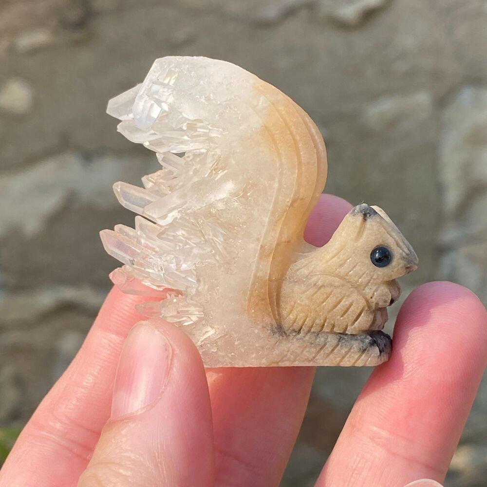 Druzy Quartz Cluster Animal ~ Cute Squirrel