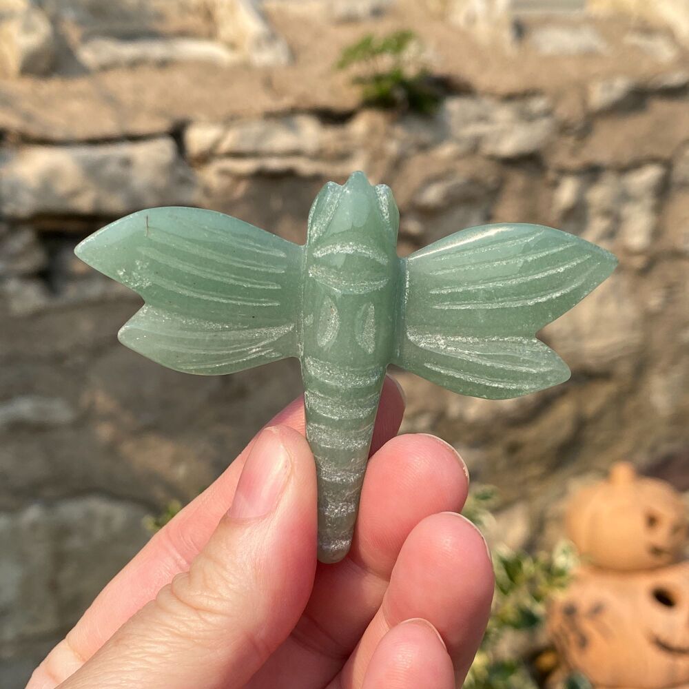 Carved Dragonfly ~ Green Aventurine