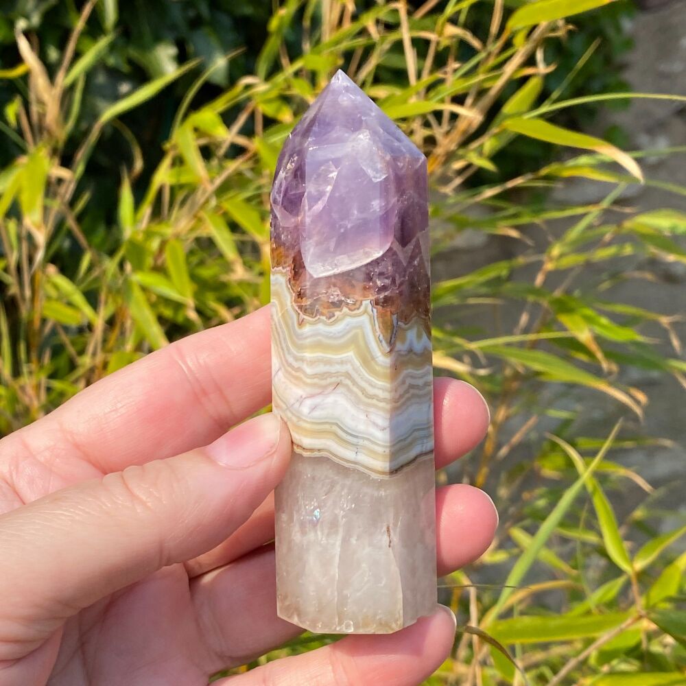 Amethyst, Crazy Lace Agate and Quartz Energy Generator Point
