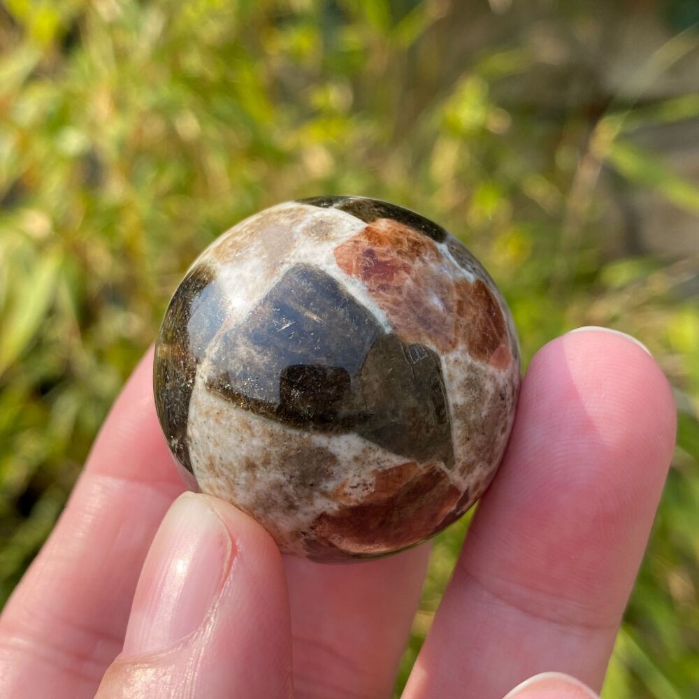 Garnet in Limestone Sphere with stand ~#1