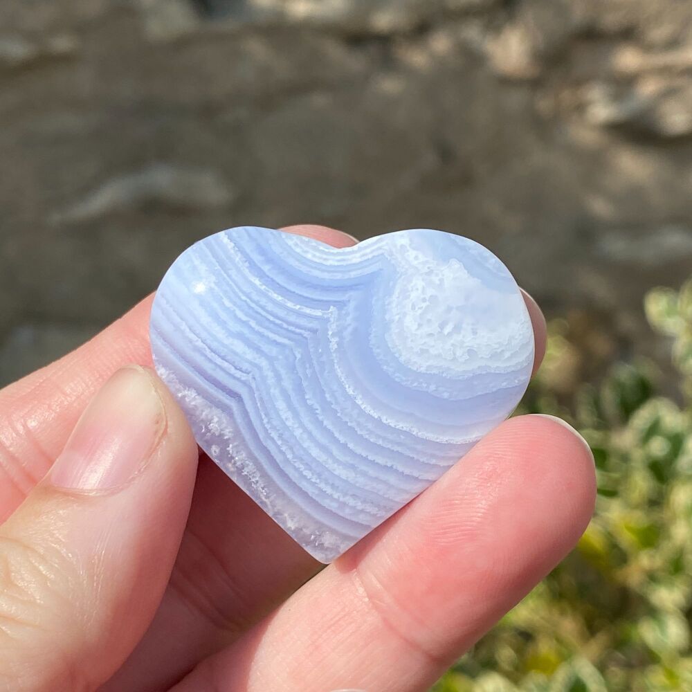 Blue Lace Agate Heart #B