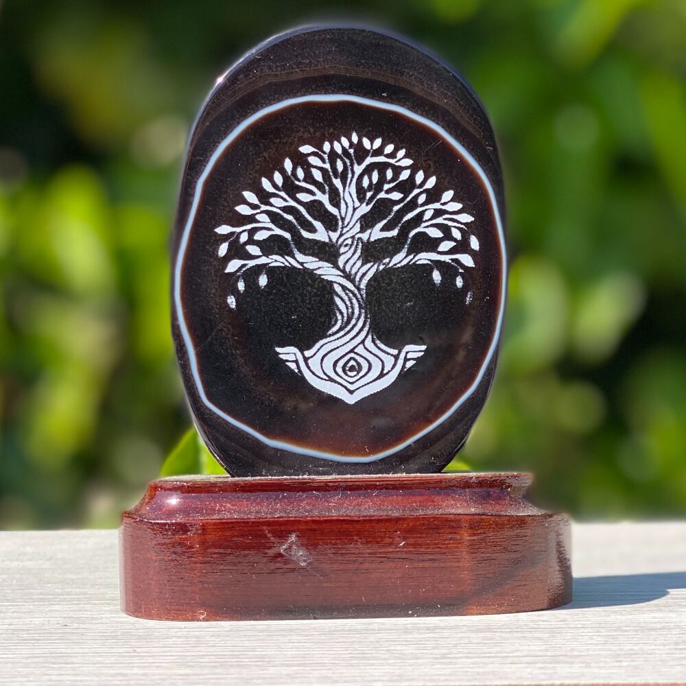 Agate Slice with Stand and Tree of Life