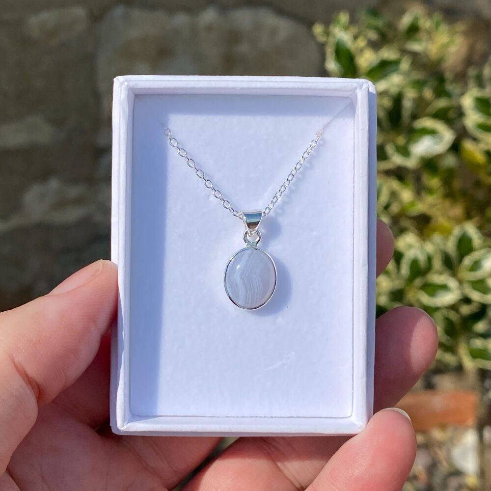Blue Lace Agate with free chain and gift box