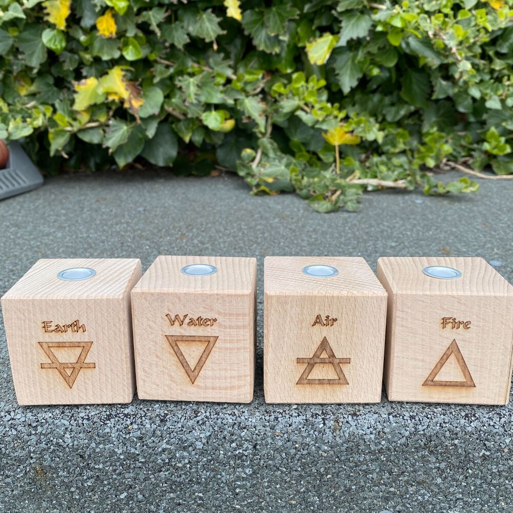Hand Crafted Set of Elements Candle Holders