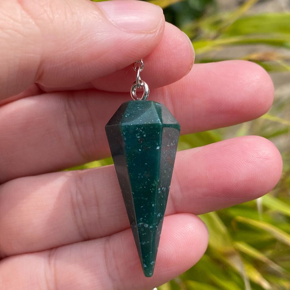 Bloodstone Faceted Pendulum