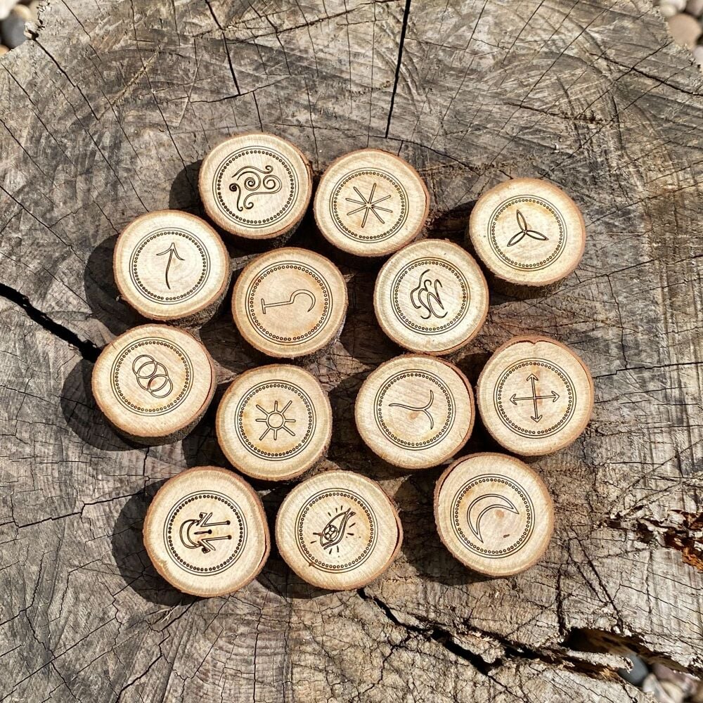 13 Witches Runes Created from Laurel Wood
