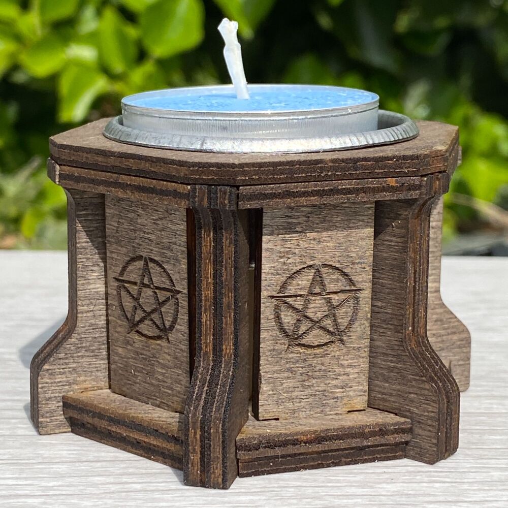 Altar piece with T Light holder or Offering Bowl ~ Pentagram Design  #1