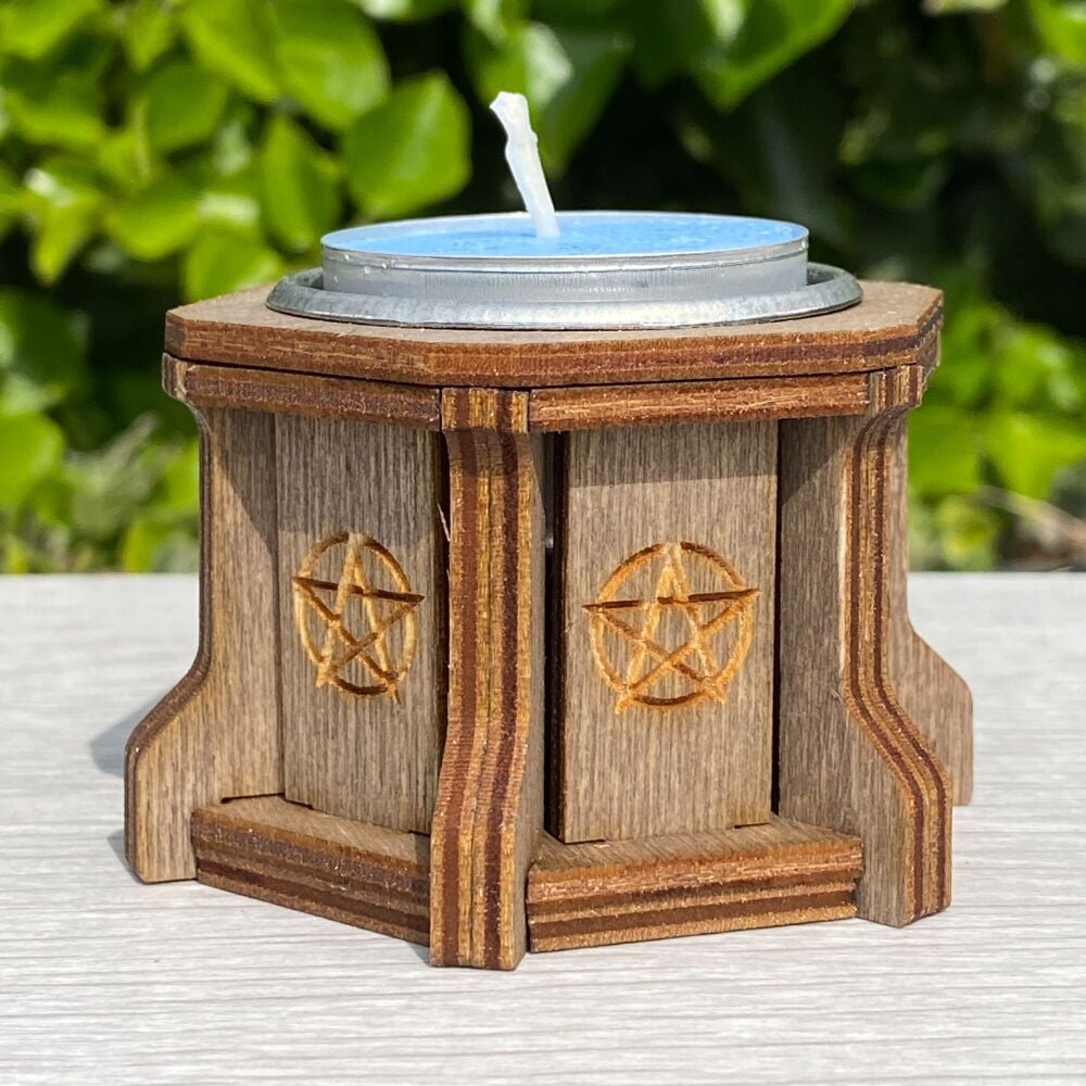 Altar piece with T Light holder or Offering Bowl ~ Pentagram Design  #2