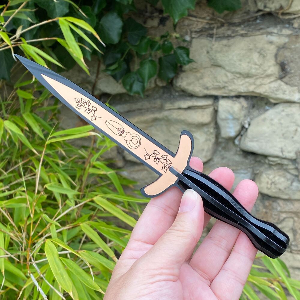 Hand Crafted Black Athame with Copper Goddess and Ivy Blade (A15)