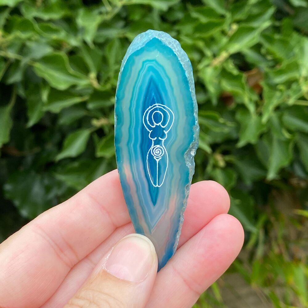 Agate Goddess Protection Amulet ~ # Aqua 1