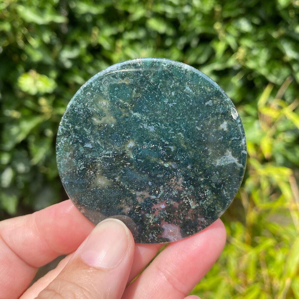 Moss Agate Crystal Disc ~ #1