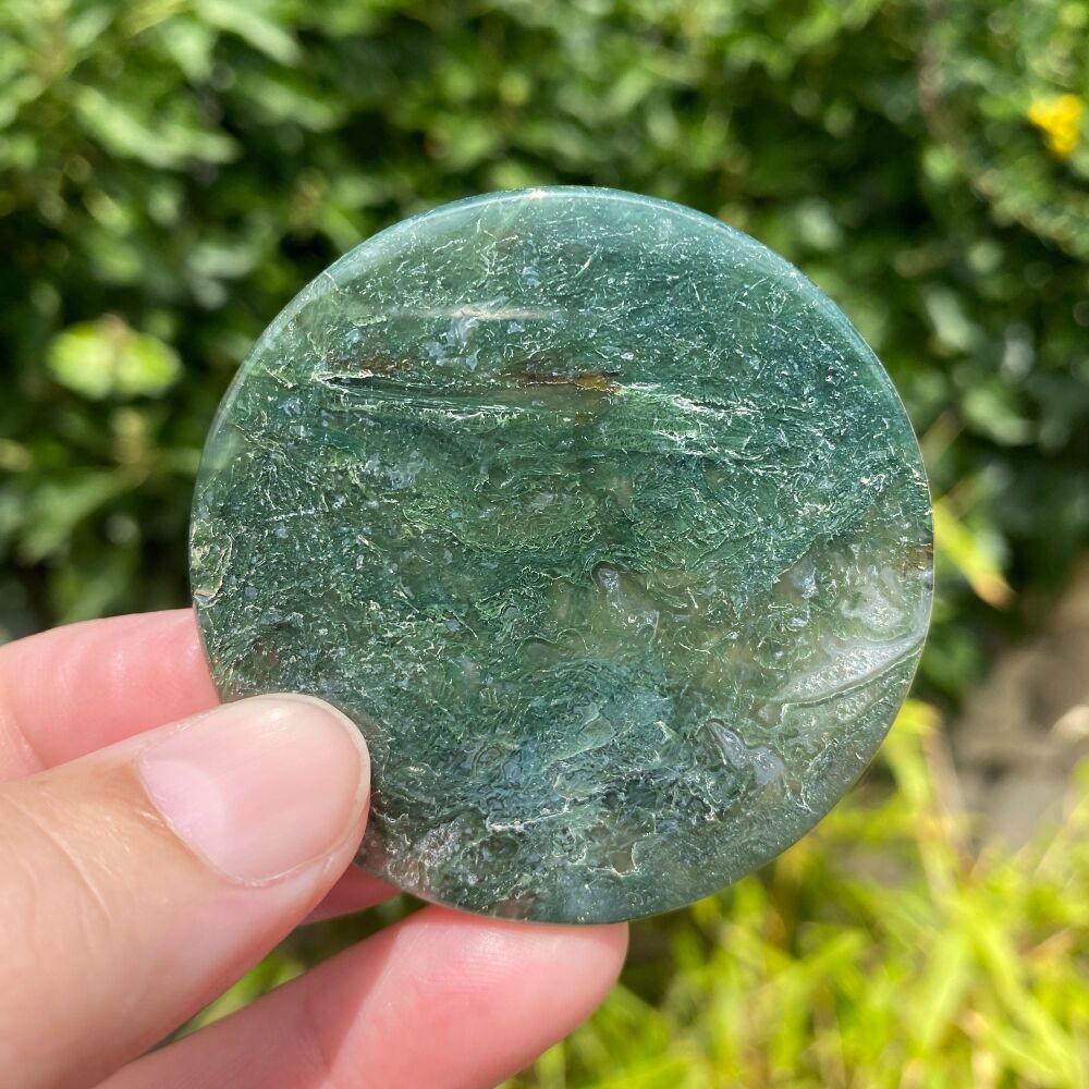Moss Agate Crystal Disc ~ #2