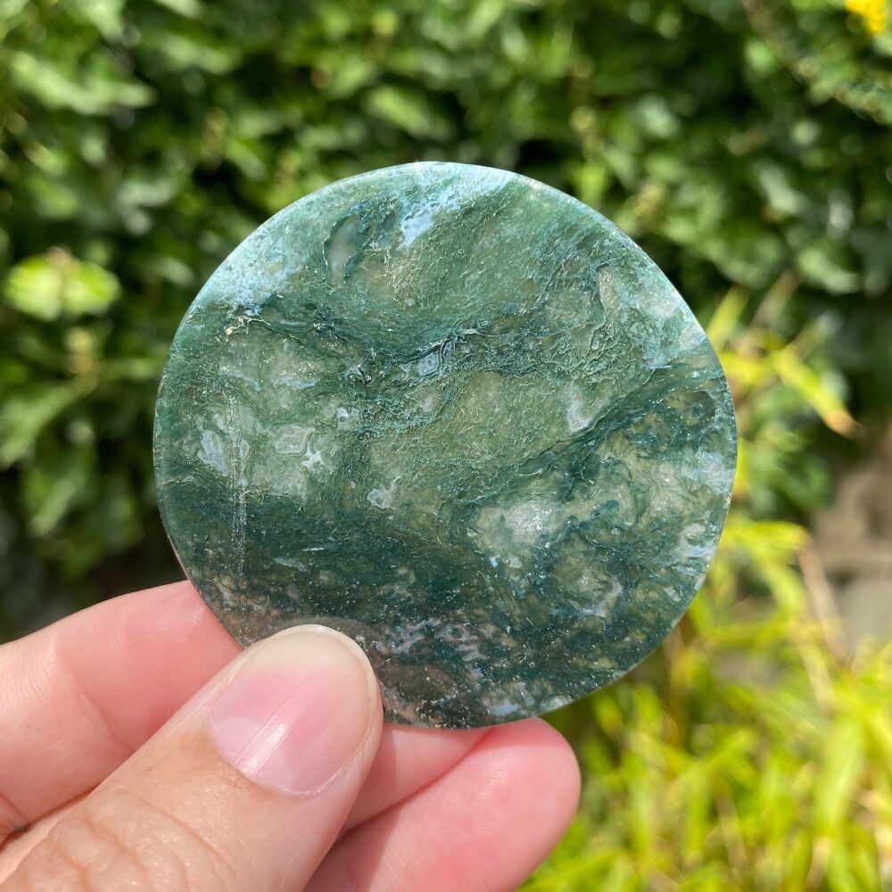 Moss Agate Crystal Disc ~ #3