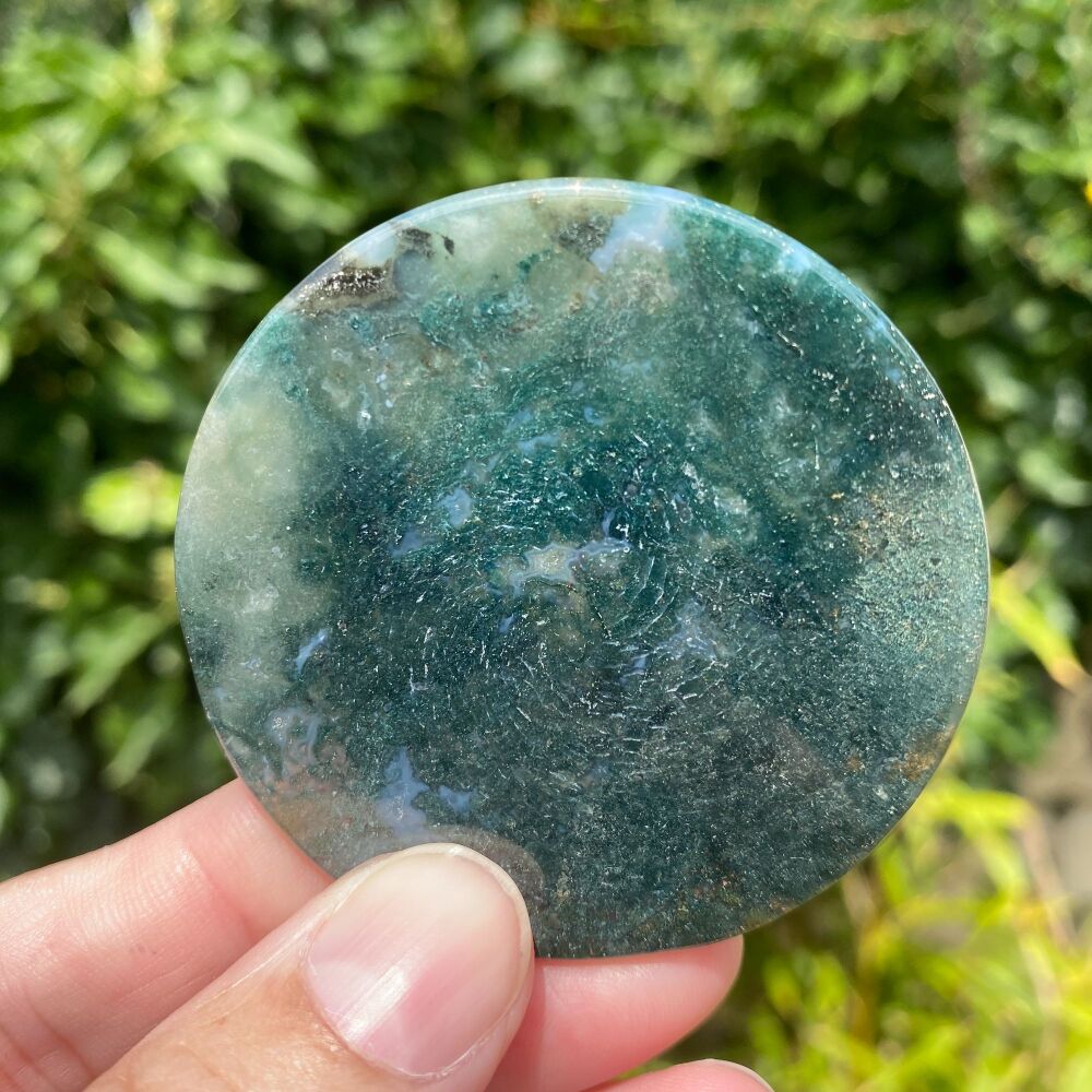 Moss Agate Crystal Disc ~ #4