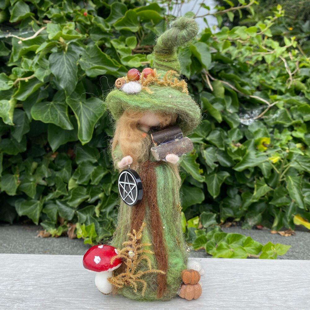 3: Green Woodland Needlefelt Witch