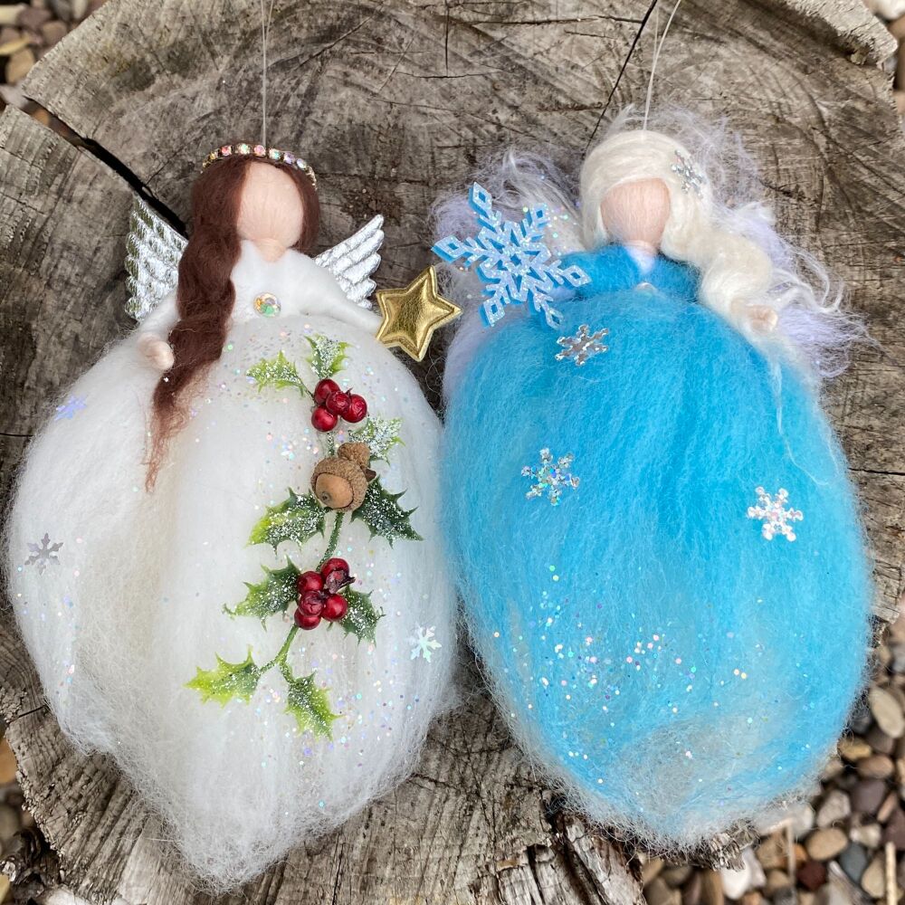 8: A pair of Needlefelt Hanging Angels