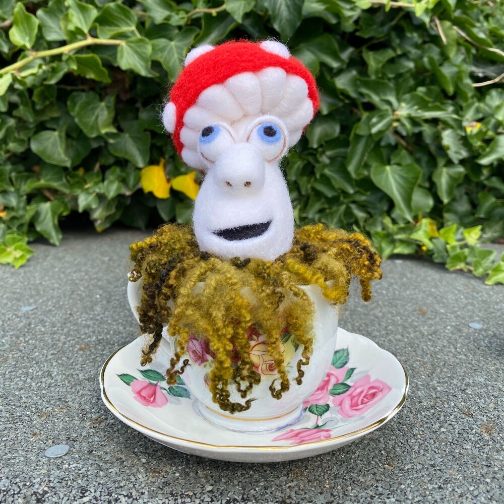 17: Fun Guy ~ Needlefelt Mushroom in Tea Cup
