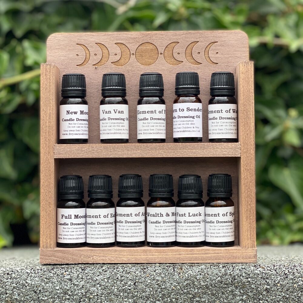 A Handcrafted Wooden Shelf for our 10ml Oil Vials