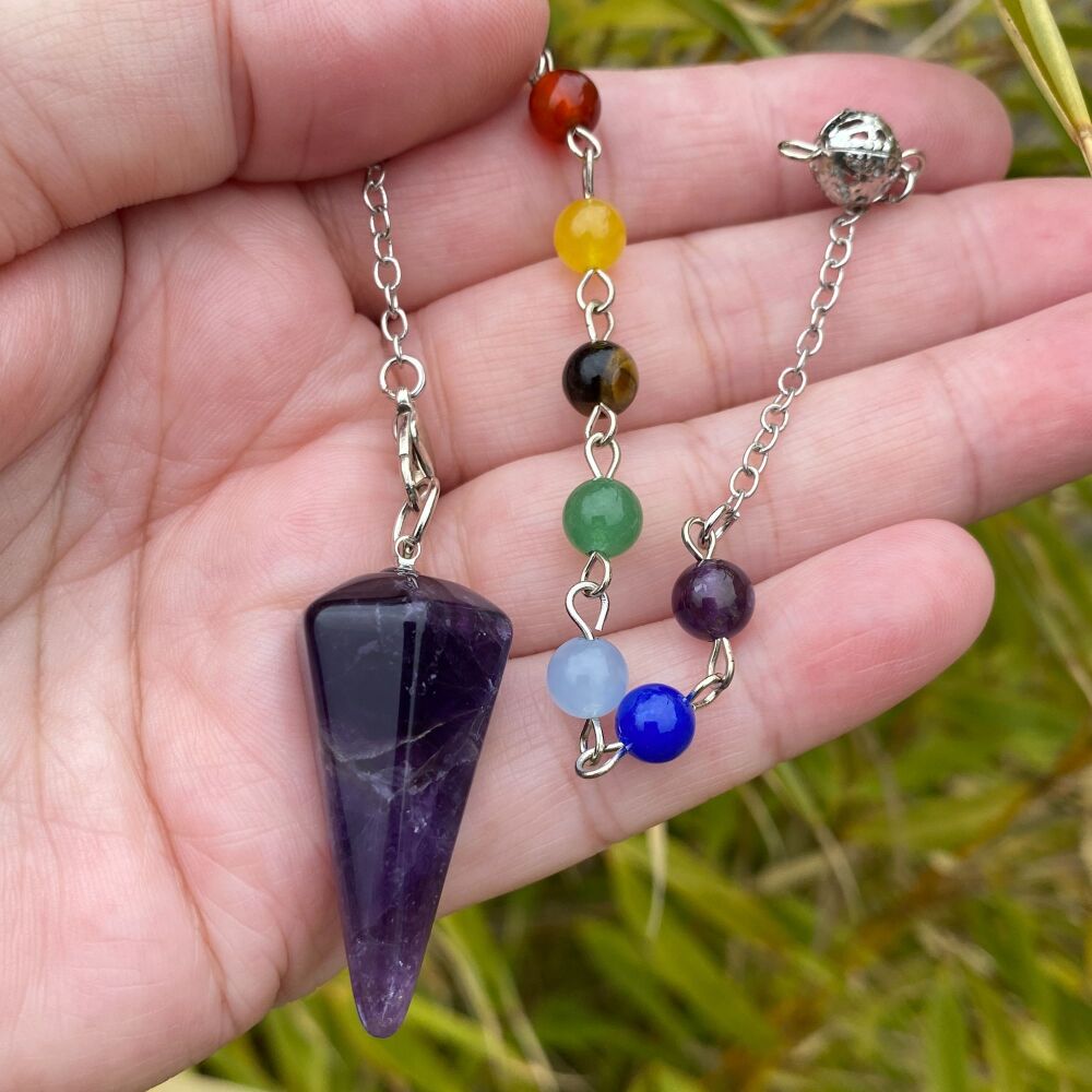 Amethyst Pendulum with Chakra Beads