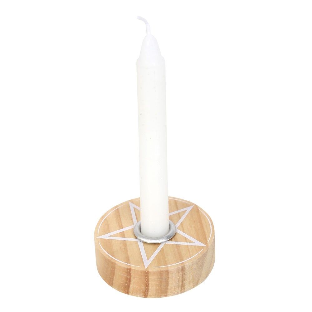 Wooden Pentagram Candle Holder
