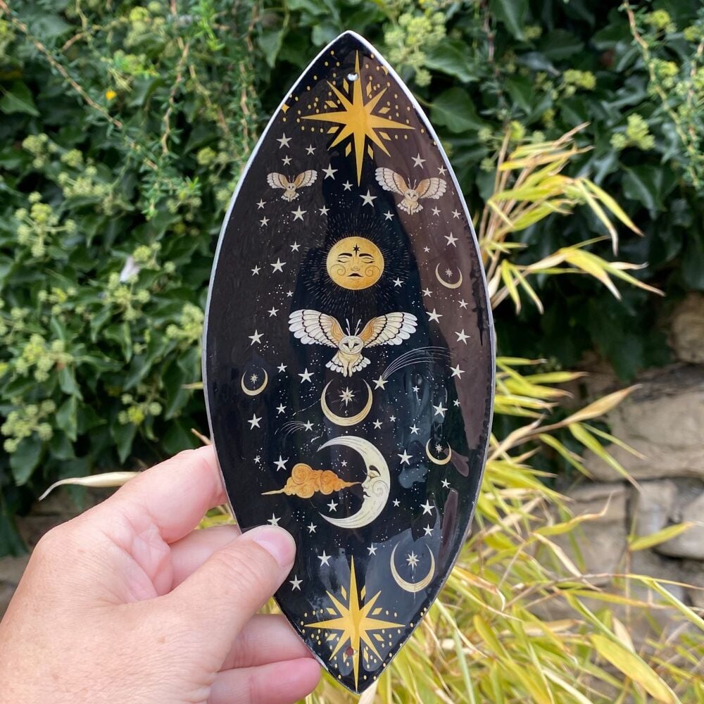 Enamel incense Bowl with Enchanted Night Owl design