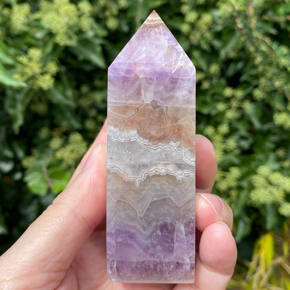 Amethyst, Crazy Lace Agate and Quartz Crystal Point