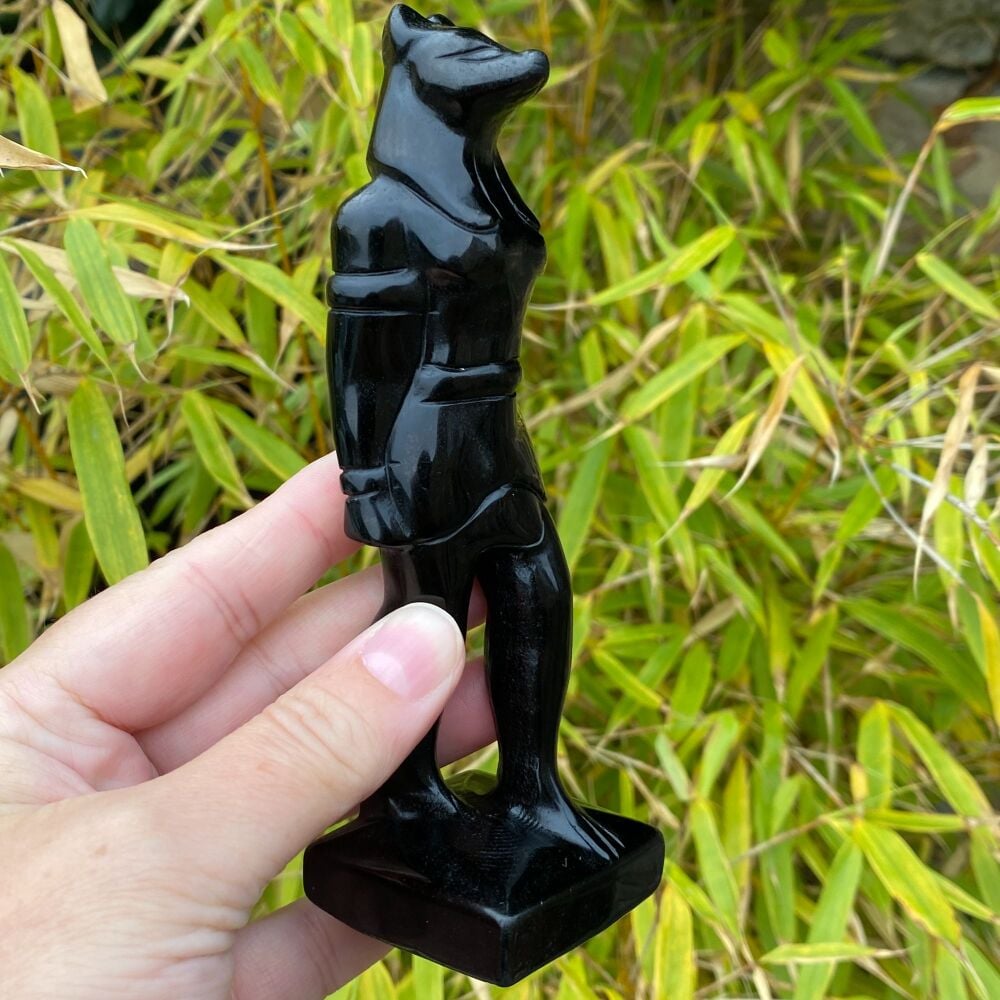 Black Obsidian Anubis Statue
